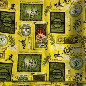 Italian Kitchen Tuscan Olive Oil Tablecloth & Napkin Set